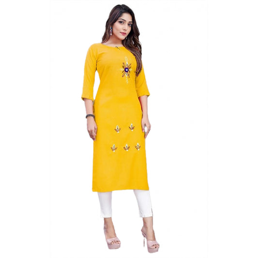 Generic Women's Cotton Slub Straight Kurti (Yellow)