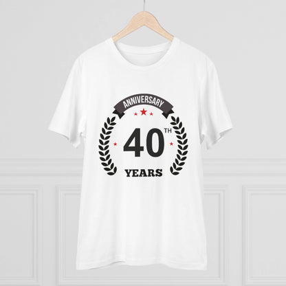 Generic Men's PC Cotton 40th Anniversary Printed T Shirt (Color: White, Thread Count: 180GSM)