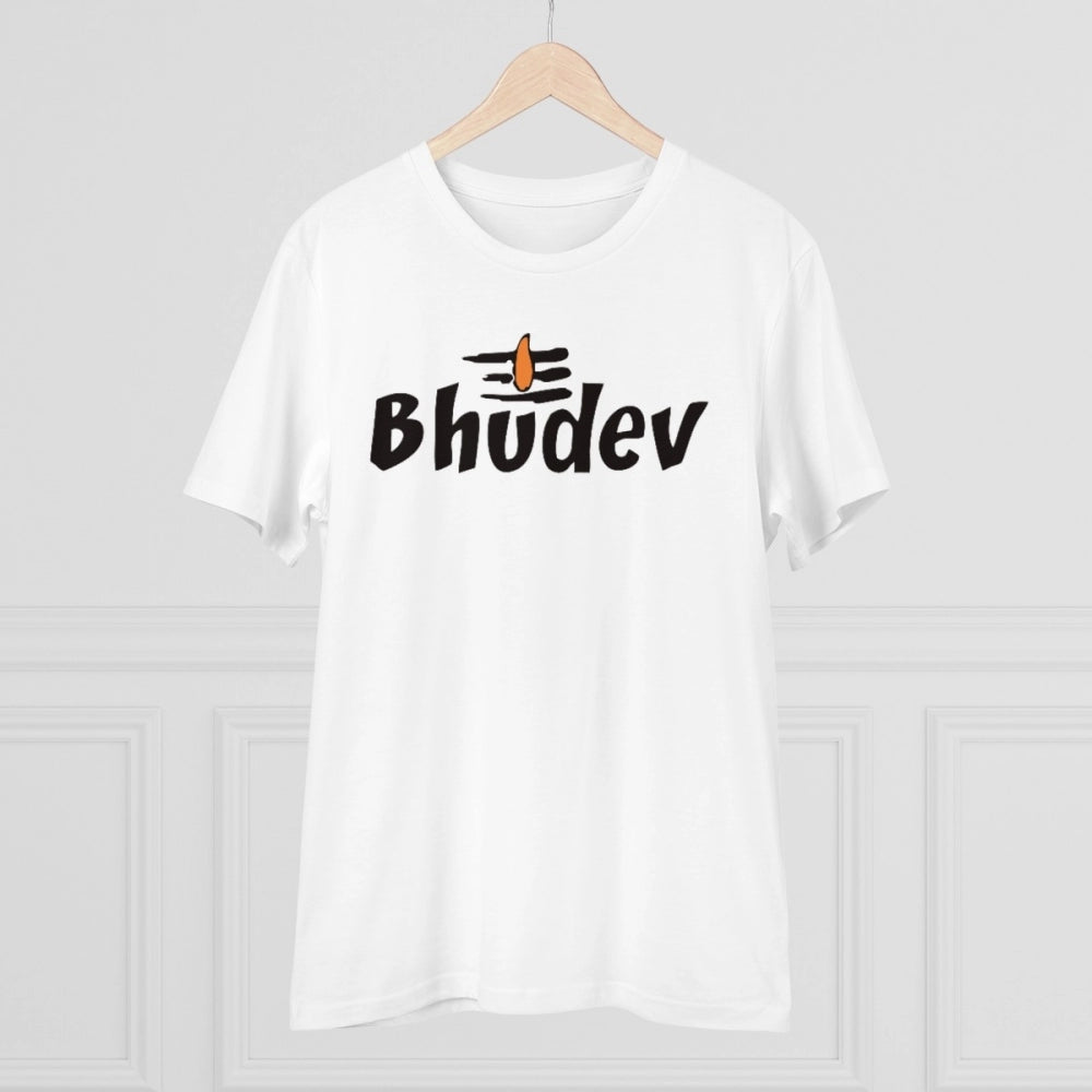 Generic Men's PC Cotton Bhudev Printed T Shirt (Color: White, Thread Count: 180GSM)