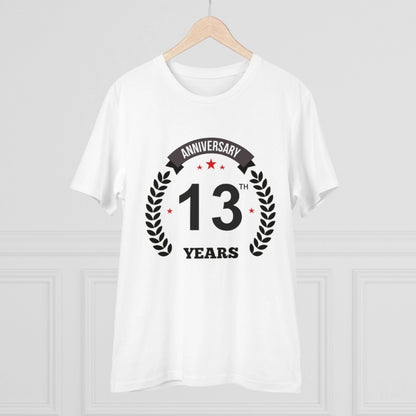 Generic Men's PC Cotton 13th Anniversary Printed T Shirt (Color: White, Thread Count: 180GSM)