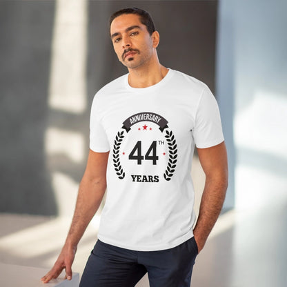 Generic Men's PC Cotton 44th Anniversary Printed T Shirt (Color: White, Thread Count: 180GSM)