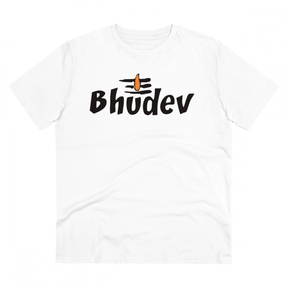 Generic Men's PC Cotton Bhudev Printed T Shirt (Color: White, Thread Count: 180GSM)