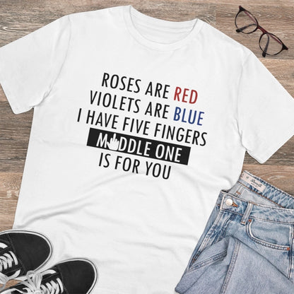 Generic Men's PC Cotton Roses Are Red Printed T Shirt (Color: White, Thread Count: 180GSM)