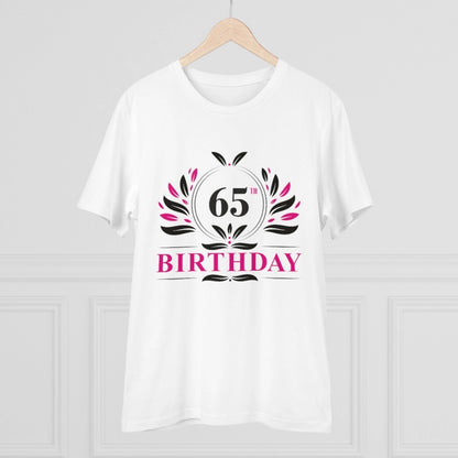 Generic Men's PC Cotton 65th Birthday Printed T Shirt (Color: White, Thread Count: 180GSM)