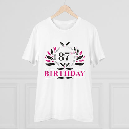 Generic Men's PC Cotton 87th Birthday Printed T Shirt (Color: White, Thread Count: 180GSM)