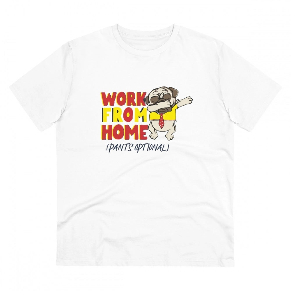 Generic Men's PC Cotton Work From Home Desing Printed T Shirt (Color: White, Thread Count: 180GSM)