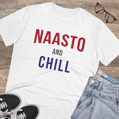 Generic Men's PC Cotton Nasto And Chill Printed T Shirt (Color: White, Thread Count: 180GSM)