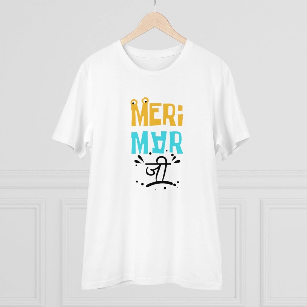 Generic Men's PC Cotton Meri Marji Printed T Shirt (Color: White, Thread Count: 180GSM)