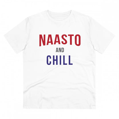 Generic Men's PC Cotton Nasto And Chill Printed T Shirt (Color: White, Thread Count: 180GSM)