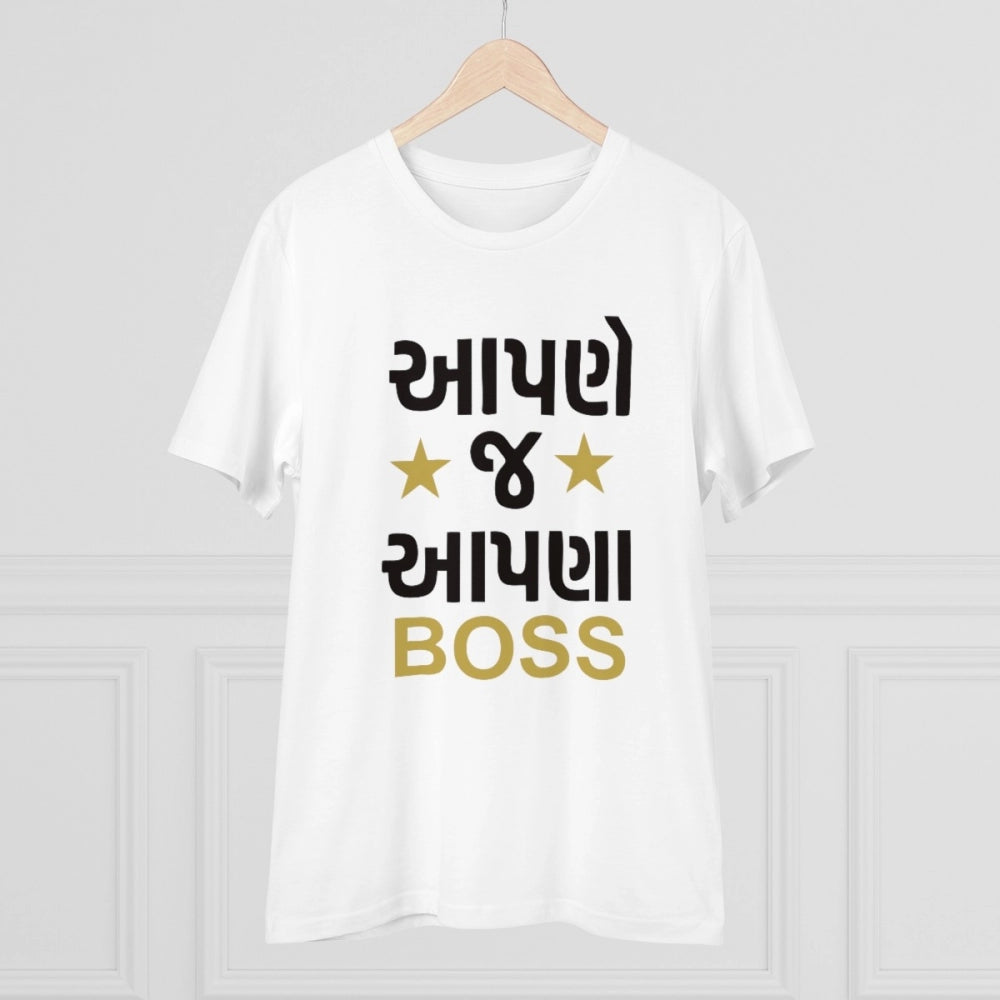 Generic Men's PC Cotton Aapne J Aapna Boss Printed T Shirt (Color: White, Thread Count: 180GSM)