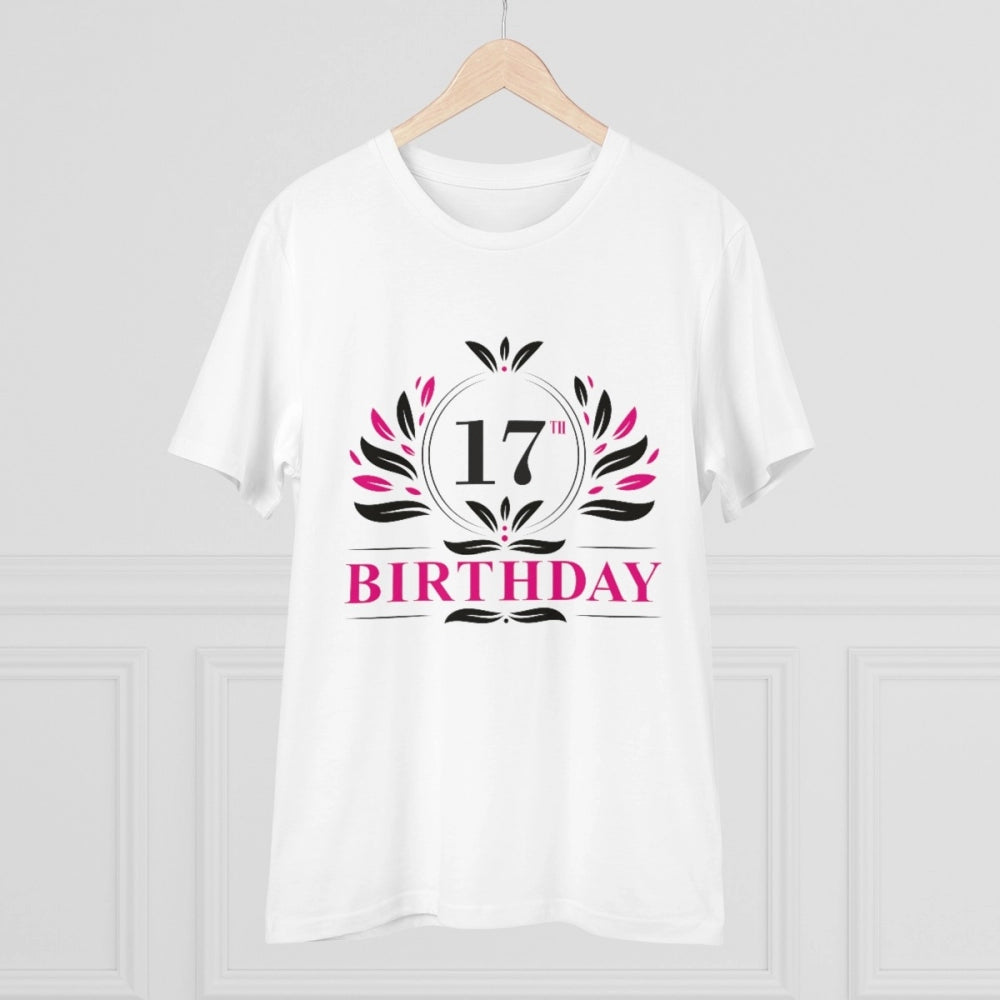 Generic Men's PC Cotton 17th Birthday Printed T Shirt (Color: White, Thread Count: 180GSM)