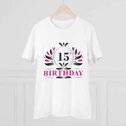 Generic Men's PC Cotton 15th Birthday Printed T Shirt (Color: White, Thread Count: 180GSM)