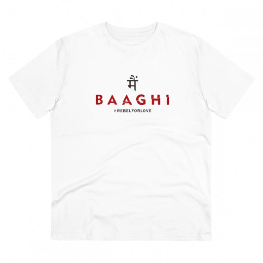 Generic Men's PC Cotton Me Bhaghi Printed T Shirt (Color: White, Thread Count: 180GSM)