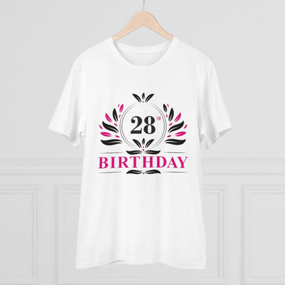 Generic Men's PC Cotton 28th Birthday Printed T Shirt (Color: White, Thread Count: 180GSM)