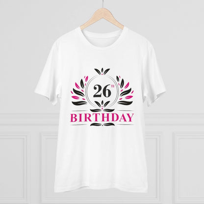 Generic Men's PC Cotton 26th Birthday Printed T Shirt (Color: White, Thread Count: 180GSM)