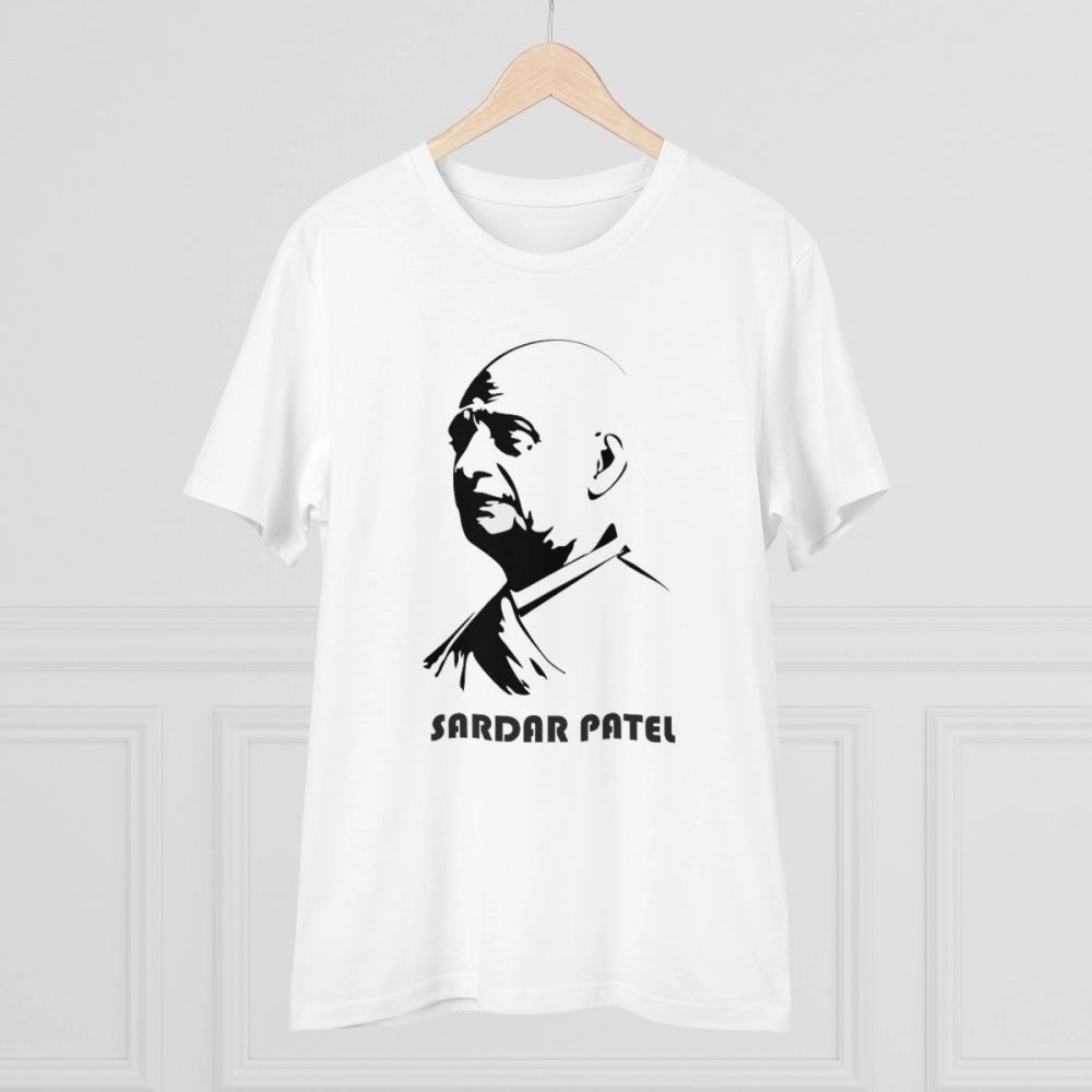 Generic Men's PC Cotton Sardar Patel Printed T Shirt (Color: White, Thread Count: 180GSM)