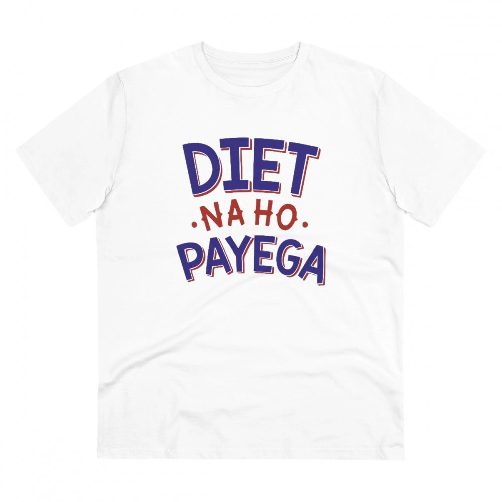 Generic Men's PC Cotton Diet Na Ho Payega Printed T Shirt (Color: White, Thread Count: 180GSM)