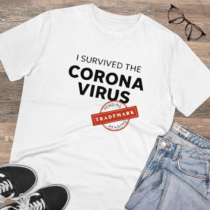 Generic Men's PC Cotton I Survived Corona Virus Printed T Shirt (Color: White, Thread Count: 180GSM)