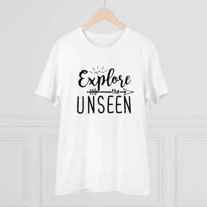 Generic Men's PC Cotton Explore The Unseen Printed T Shirt (Color: White, Thread Count: 180GSM)