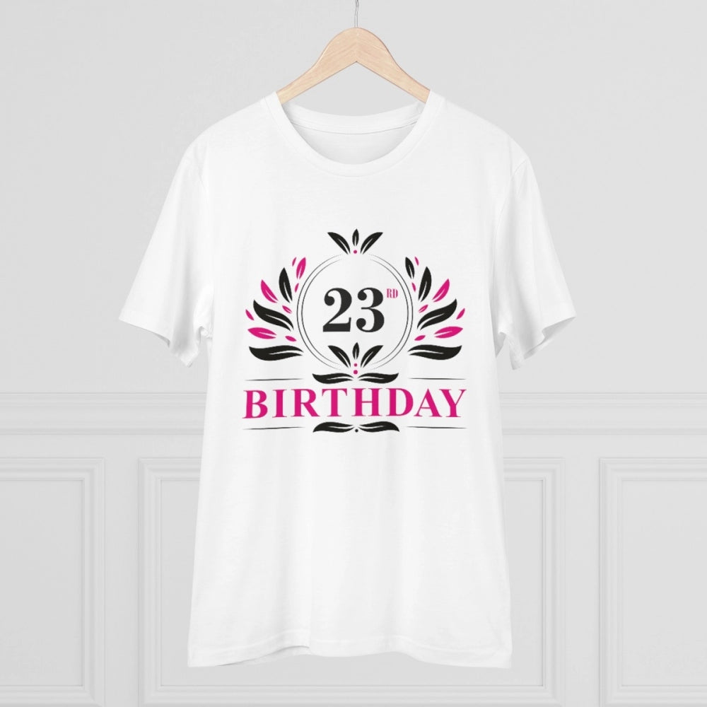 Generic Men's PC Cotton 23rd Birthday Printed T Shirt (Color: White, Thread Count: 180GSM)