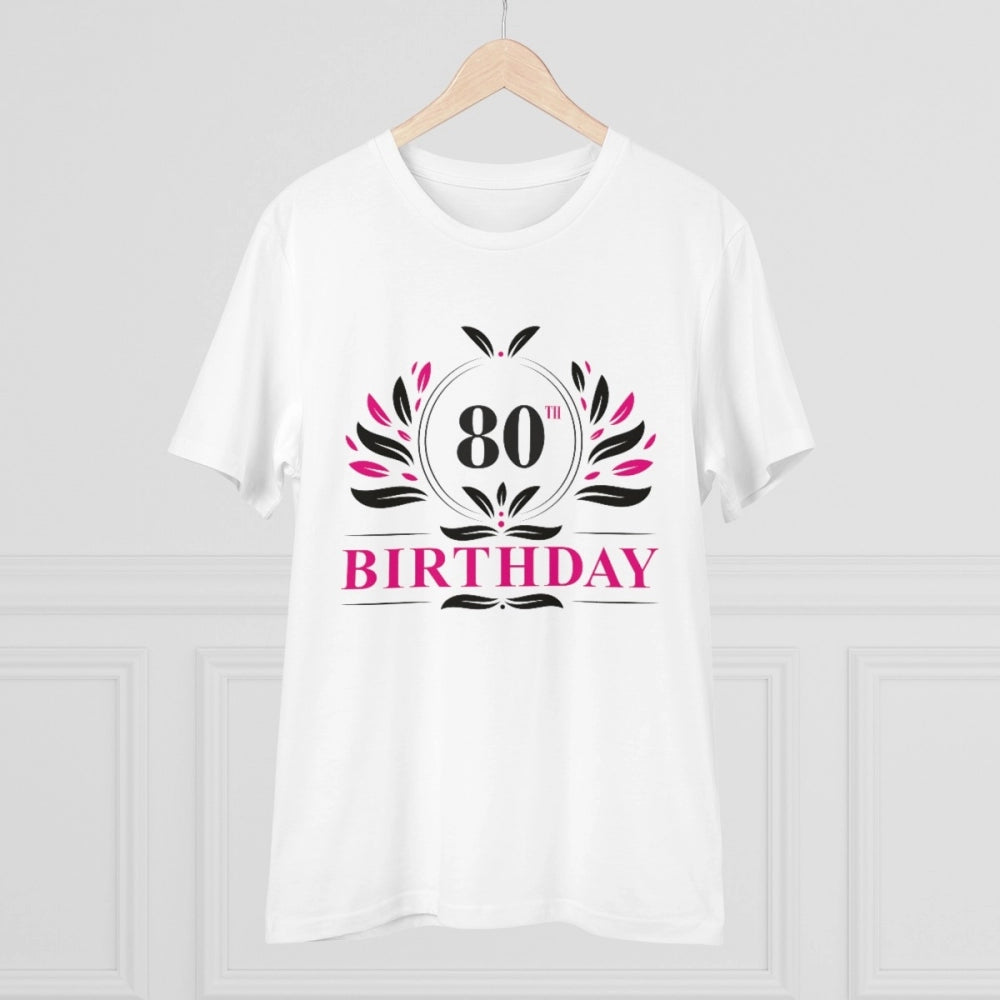 Generic Men's PC Cotton 80th Birthday Printed T Shirt (Color: White, Thread Count: 180GSM)