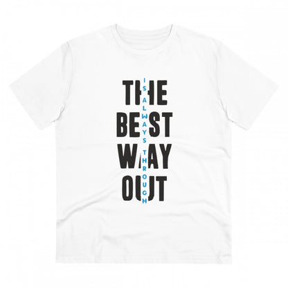 Generic Men's PC Cotton The Best Way Out Printed T Shirt (Color: White, Thread Count: 180GSM)