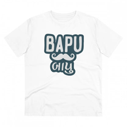 Generic Men's PC Cotton Baapu Printed T Shirt (Color: White, Thread Count: 180GSM)