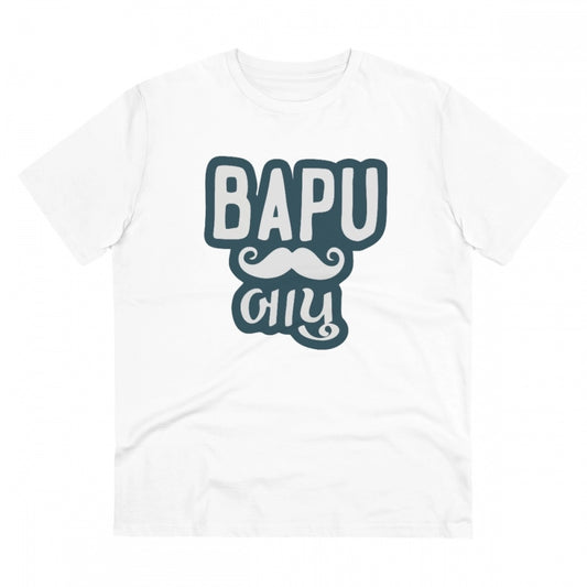 Generic Men's PC Cotton Baapu Printed T Shirt (Color: White, Thread Count: 180GSM)