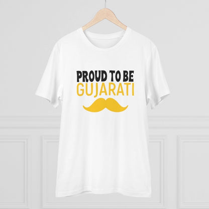 Generic Men's PC Cotton Proud To Be Gujarati Printed T Shirt (Color: White, Thread Count: 180GSM)