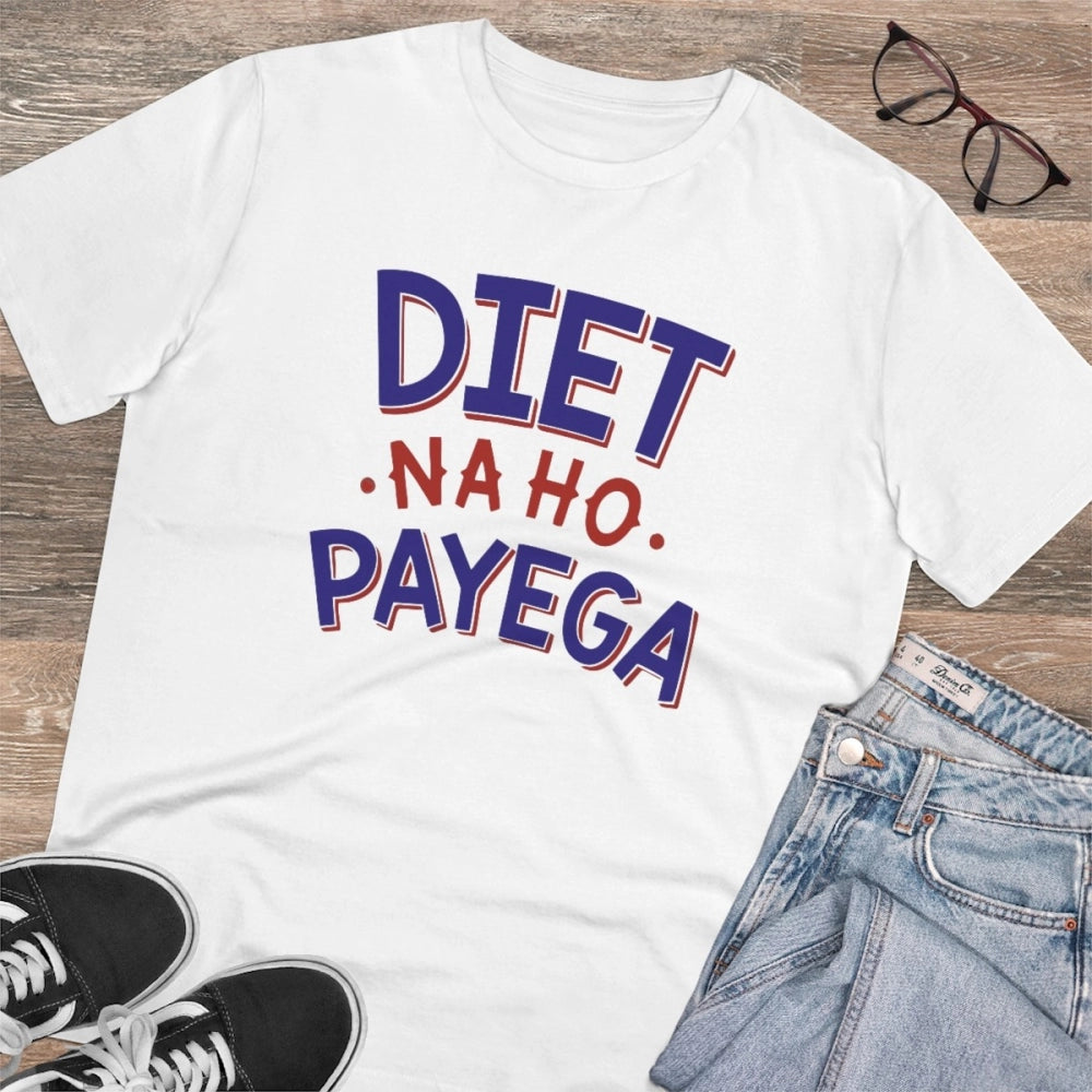 Generic Men's PC Cotton Diet Na Ho Payega Printed T Shirt (Color: White, Thread Count: 180GSM)