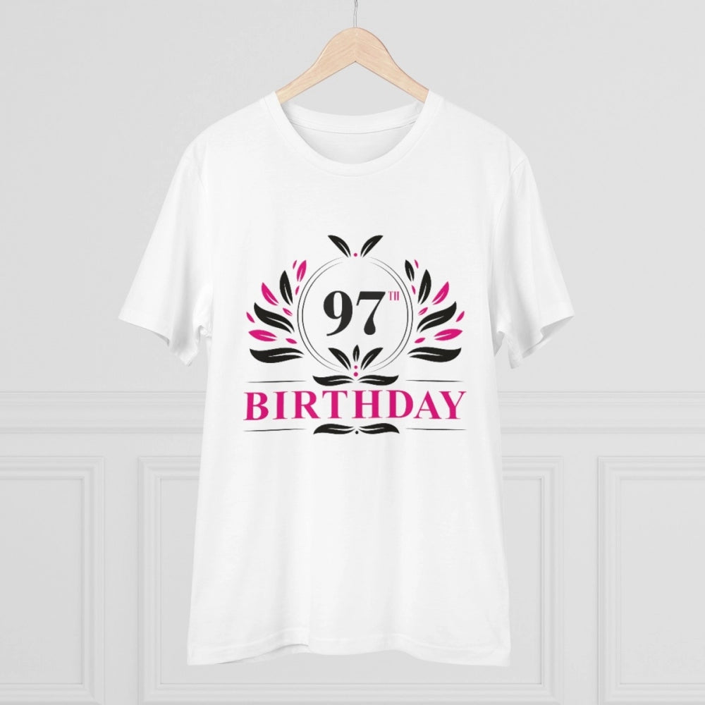 Generic Men's PC Cotton 97th Birthday Printed T Shirt (Color: White, Thread Count: 180GSM)