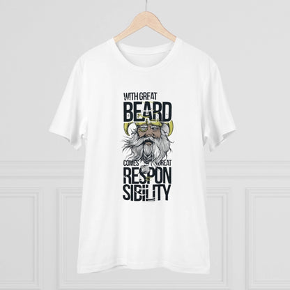 Generic Men's PC Cotton With Great Beard Comes Printed T Shirt (Color: White, Thread Count: 180GSM)