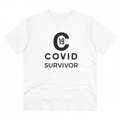 Generic Men's PC Cotton Covid 19 Survivor Printed T Shirt (Color: White, Thread Count: 180GSM)