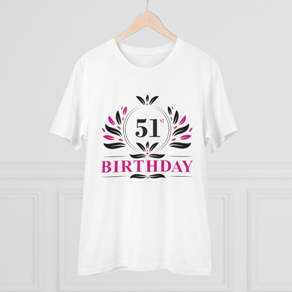 Generic Men's PC Cotton 51st Birthday Printed T Shirt (Color: White, Thread Count: 180GSM)