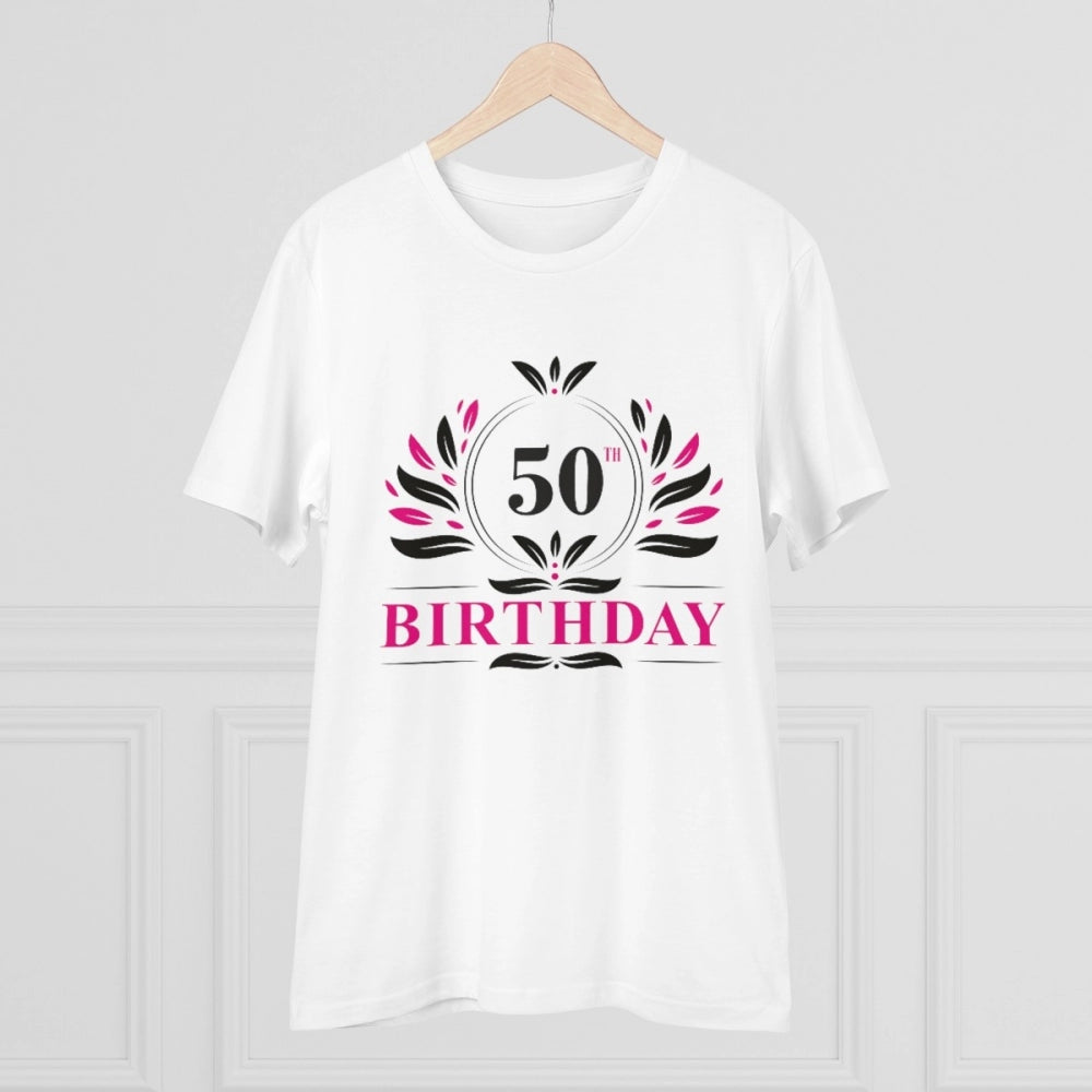 Generic Men's PC Cotton 50th Birthday Printed T Shirt (Color: White, Thread Count: 180GSM)