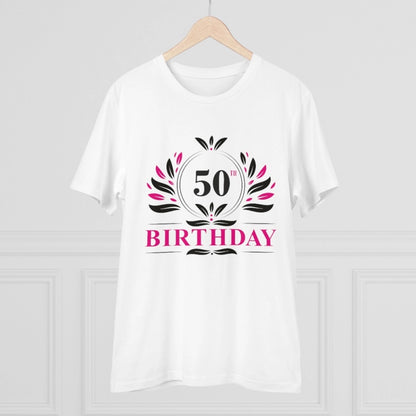 Generic Men's PC Cotton 50th Birthday Printed T Shirt (Color: White, Thread Count: 180GSM)