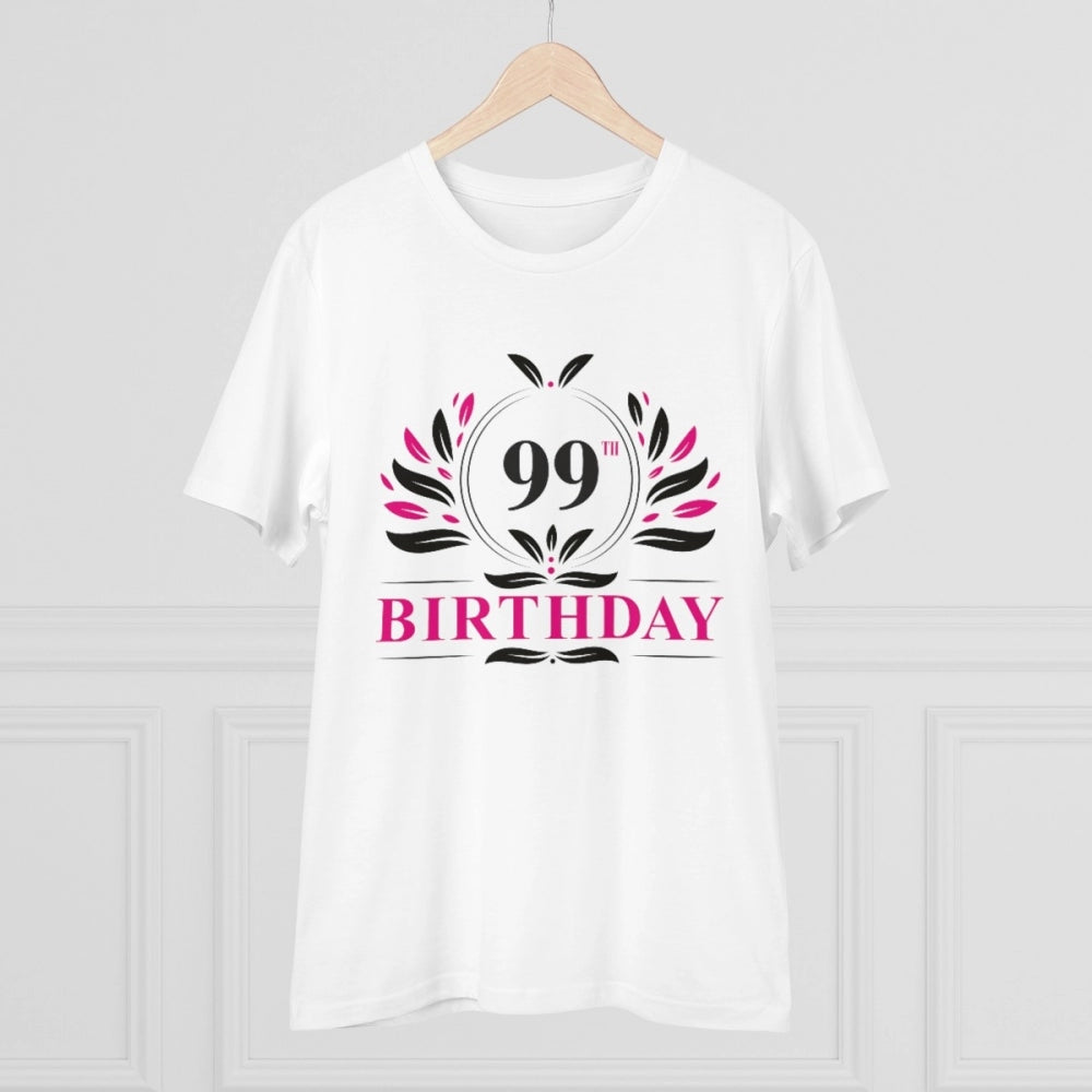 Generic Men's PC Cotton 99th Birthday Printed T Shirt (Color: White, Thread Count: 180GSM)