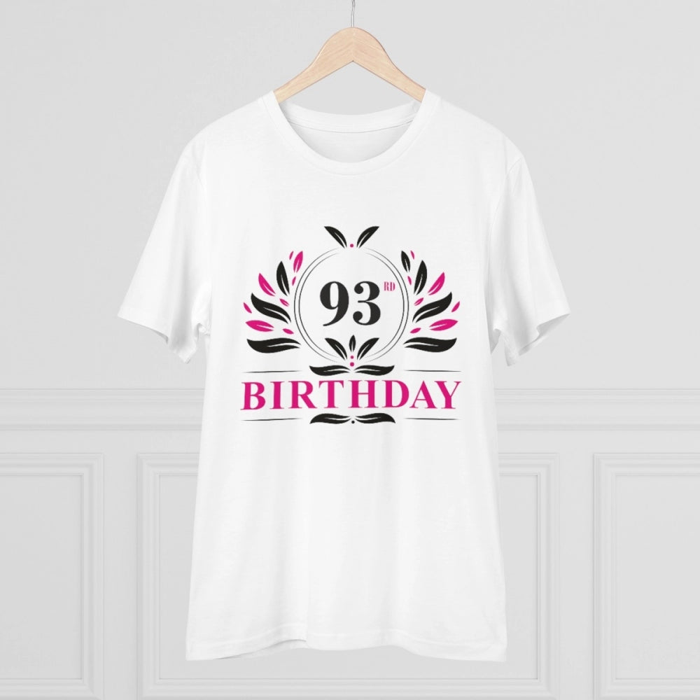 Generic Men's PC Cotton 93rd Birthday Printed T Shirt (Color: White, Thread Count: 180GSM)