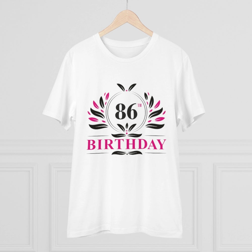 Generic Men's PC Cotton 86th Birthday Printed T Shirt (Color: White, Thread Count: 180GSM)