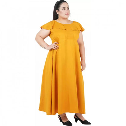 Generic Women's Fit And Flare Yellow Dress (Color:Yellow, Material:Polyester)