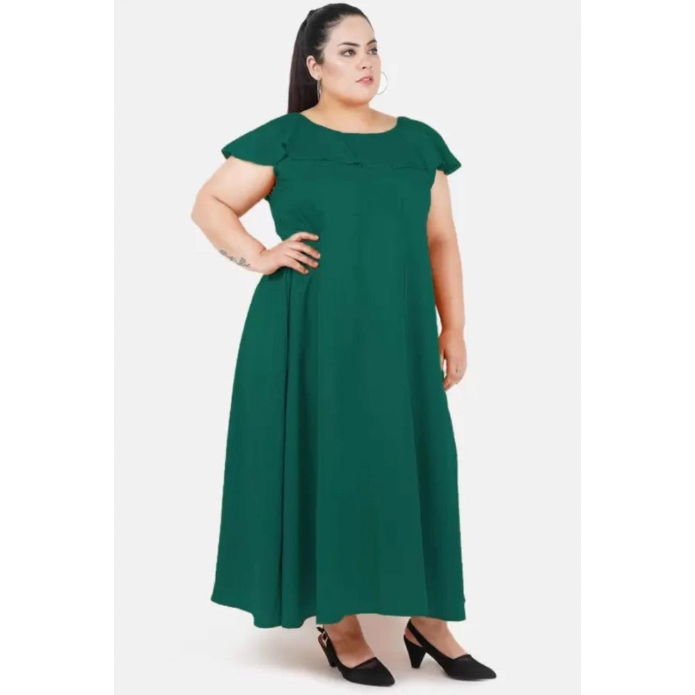 Generic Women's Fit And Flare Green Dress (Color:Green, Material:Polyester)