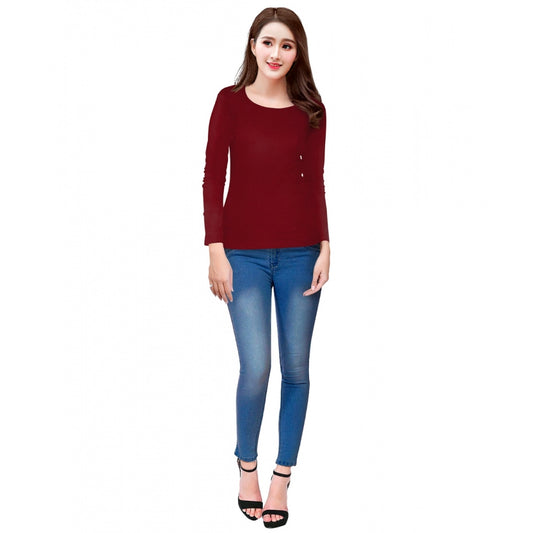 Generic Women's Western Wear Hosiery T Shirts (Maroon)