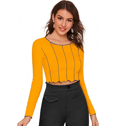 Generic Women's Western Wear Hosiery Crop Top (Yellow)