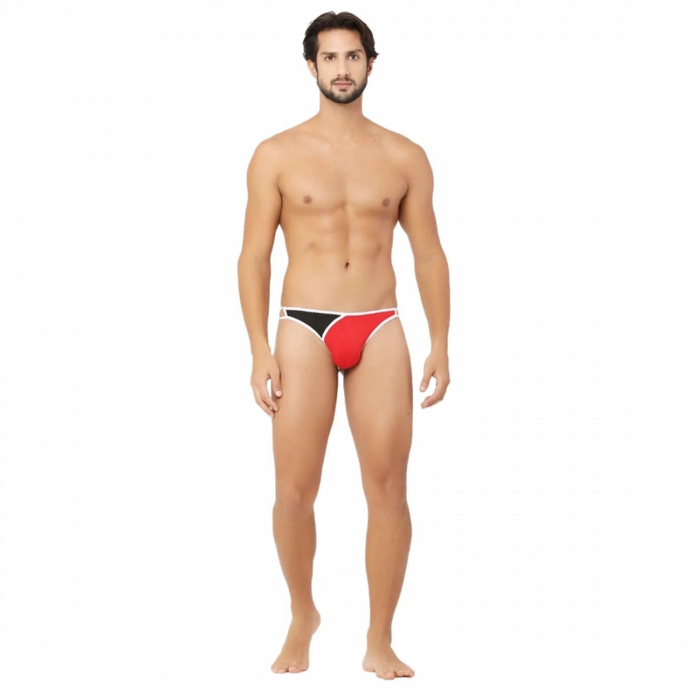 Generic Men's Cotton Spandex Men’S Lace Thong Consists Of Two Strings. Underwear (Red And Black)