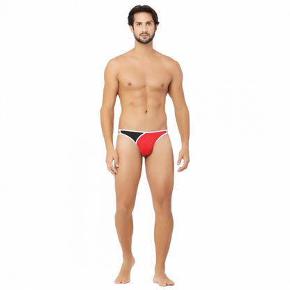 Generic Men's Cotton Spandex Men’S Lace Thong Consists Of Two Strings. Underwear (Red And Black)