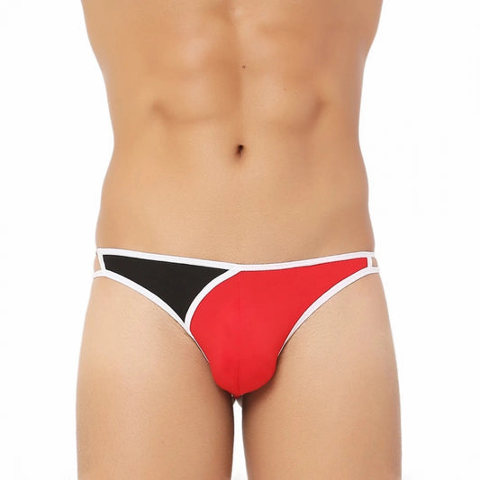 Generic Men's Cotton Spandex Men’S Lace Thong Consists Of Two Strings. Underwear (Red And Black)