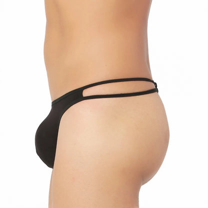 Generic Men's Cotton Spandex Lace Thong Consists Of Two Strings Underwear (Black And White)