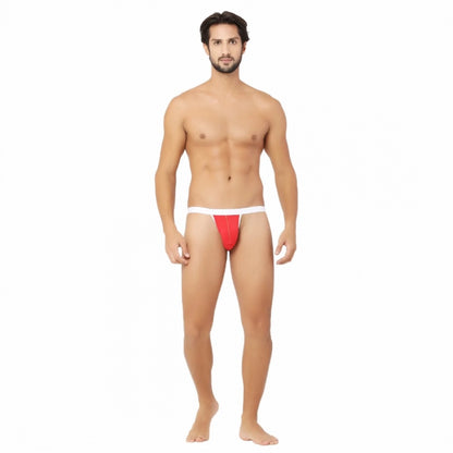 Generic Men's Cotton Spandex Sexy Underwear (Red And White)