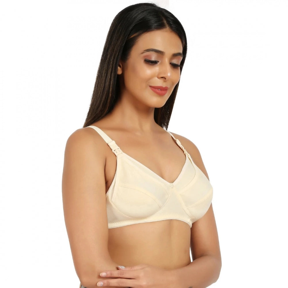 Generic Women's Cotton Blend Mother Care Full Coverage Feeding Bra Non Padded (Skin)