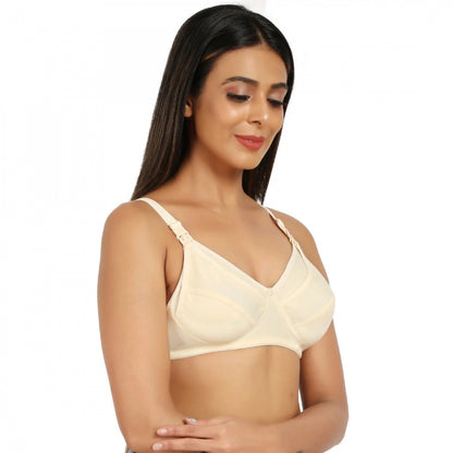 Generic Women's Cotton Blend Mother Care Full Coverage Feeding Bra Non Padded (Skin)